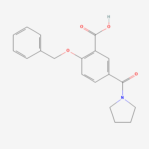 2-phenylmethoxy-5-(pyrrolidine-1-carbonyl)benzoic acid (CAS: 1285516-57-5) - Chemical Structure and Molecular Formula 