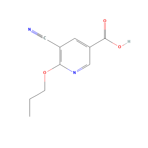 5-cyano-6-propoxypyridine-3-carboxylic acid (CAS: 1258855-96-7) - Chemical Structure and Molecular Formula 