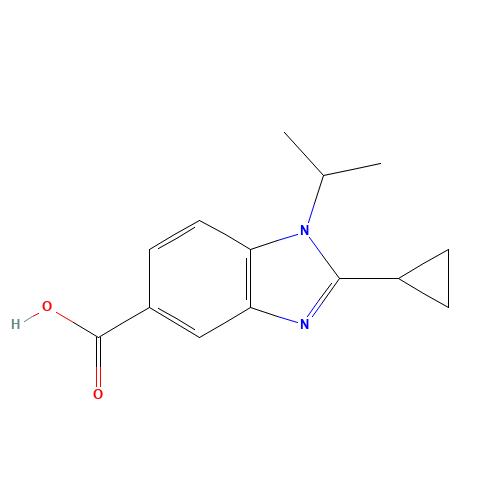 2-cyclopropyl-1-propan-2-ylbenzimidazole-5-carboxylic acid (CAS: 1096908-29-0) - Chemical Structure and Molecular Formula 