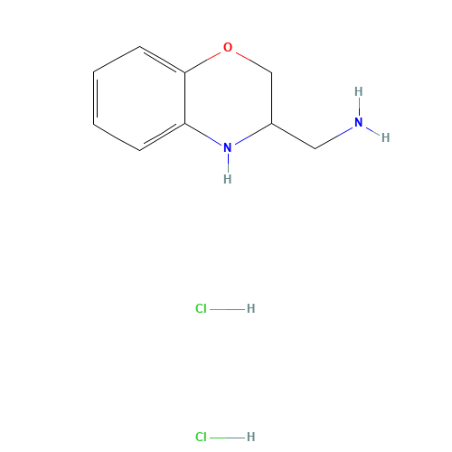 3,4-dihydro-2H-1,4-benzoxazin-3-ylmethanamine;dihydrochloride (CAS: 1187930-12-6) - Chemical Structure and Molecular Formula 