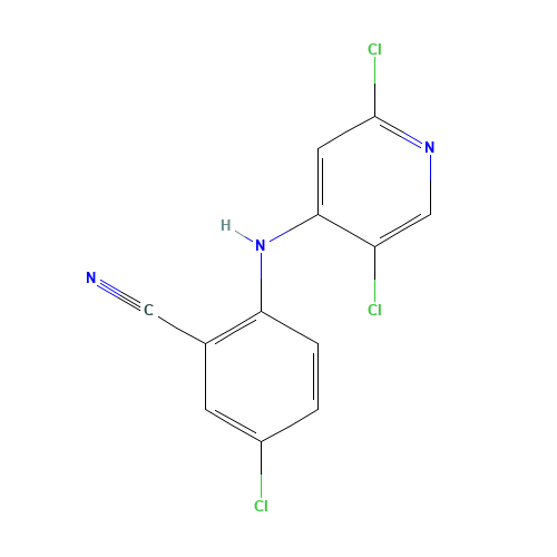 5-chloro-2-[(2,5-dichloropyridin-4-yl)amino]benzonitrile (CAS: 1224888-05-4) - Chemical Structure and Molecular Formula 
