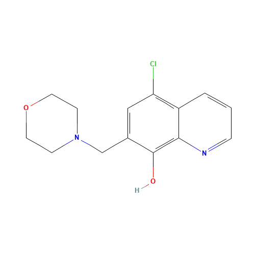 5-chloro-7-(morpholin-4-ylmethyl)quinolin-8-ol (CAS: 5596-37-2) - Chemical Structure and Molecular Formula 