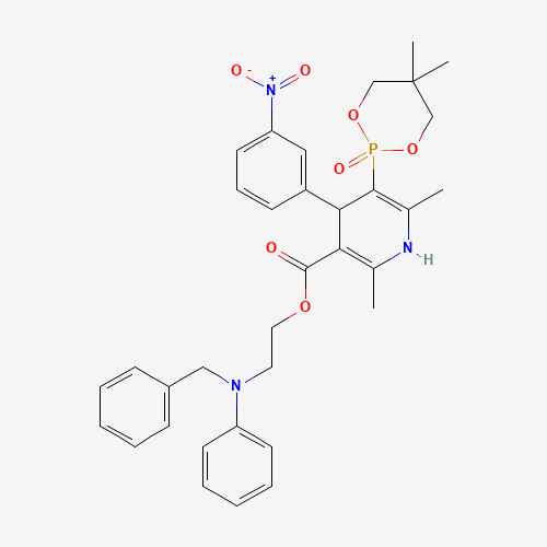 2-(N-benzylanilino)ethyl 5-(5,5-dimethyl-2-oxo-1,3,2$l^{5}-dioxaphosphinan-2-yl)-2,6-dimethyl-4-(3-nitrophenyl)-1,4-dihydropyridine-3-carboxylate (CAS: 111011-63-3) - Chemical Structure and Molecular Formula 