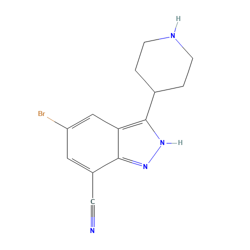 5-bromo-3-piperidin-4-yl-2H-indazole-7-carbonitrile (CAS: 872350-27-1) - Chemical Structure and Molecular Formula 