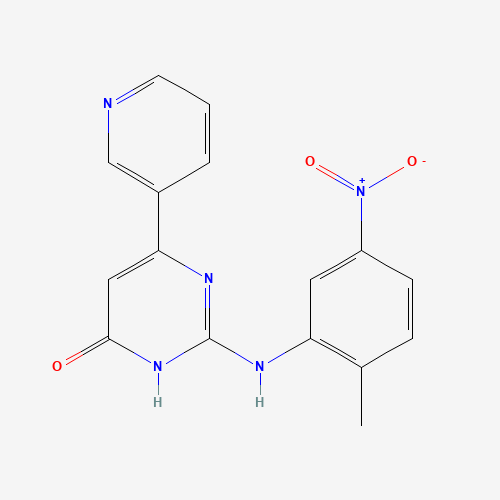 2-(2-methyl-5-nitroanilino)-6-pyridin-3-yl-1H-pyrimidin-4-one (CAS: 1026747-43-2) - Chemical Structure and Molecular Formula 