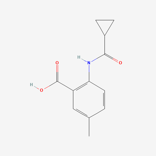 2-(cyclopropanecarbonylamino)-5-methylbenzoic acid (CAS: 1016817-12-1) - Chemical Structure and Molecular Formula 