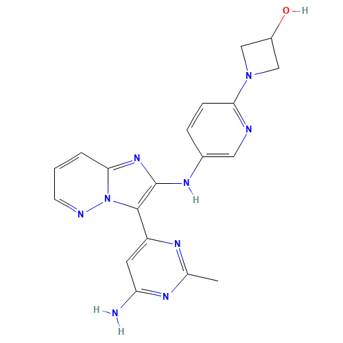 1-[5-[[3-(6-amino-2-methylpyrimidin-4-yl)imidazo[1,2-b]pyridazin-2-yl]amino]pyridin-2-yl]azetidin-3-ol (CAS: 1256035-32-1) - Related Chemical Product