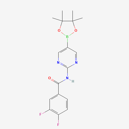 3,4-difluoro-N-[5-(4,4,5,5-tetramethyl-1,3,2-dioxaborolan-2-yl)pyrimidin-2-yl]benzamide (CAS: 1094070-76-4) - Chemical Structure and Molecular Formula 