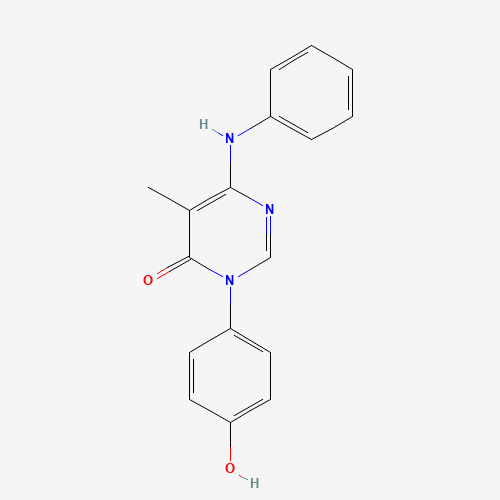 6-anilino-3-(4-hydroxyphenyl)-5-methylpyrimidin-4-one (CAS: 960299-09-6) - Chemical Structure and Molecular Formula 