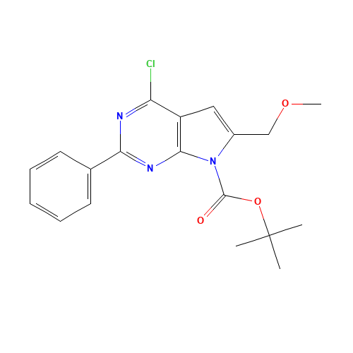tert-butyl 4-chloro-6-(methoxymethyl)-2-phenylpyrrolo[2,3-d]pyrimidine-7-carboxylate (CAS: 343633-05-6) - Related Chemical Product