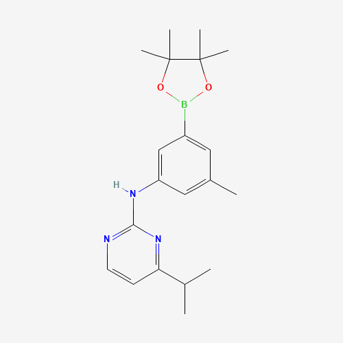 N-[3-methyl-5-(4,4,5,5-tetramethyl-1,3,2-dioxaborolan-2-yl)phenyl]-4-propan-2-ylpyrimidin-2-amine (CAS: 1312537-23-7) - Chemical Structure and Molecular Formula 