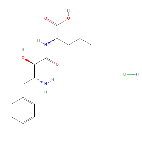 2-[(3-amino-2-hydroxy-4-phenylbutanoyl)amino]-4-methylpentanoic acid;hydrochloride (CAS: 100992-60-7) - Chemical Structure and Molecular Formula 