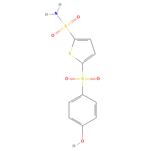 5-(4-hydroxyphenyl)sulfonylthiophene-2-sulfonamide (CAS: 63033-36-3) - Chemical Structure and Molecular Formula 