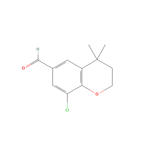 8-chloro-4,4-dimethyl-2,3-dihydrochromene-6-carbaldehyde (CAS: 1350761-27-1) - Chemical Structure and Molecular Formula 