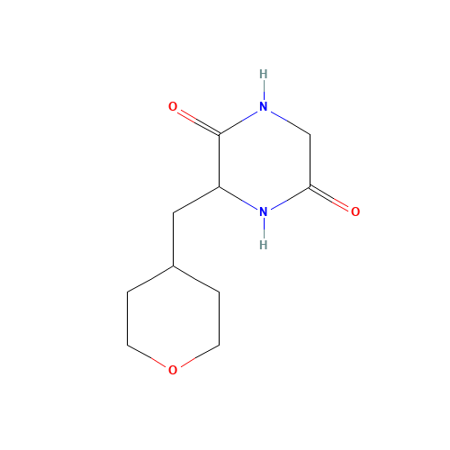 3-(oxan-4-ylmethyl)piperazine-2,5-dione (CAS: 1361216-56-9) - Chemical Structure and Molecular Formula 