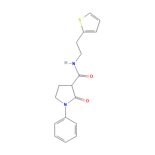 2-oxo-1-phenyl-N-(2-thiophen-2-ylethyl)pyrrolidine-3-carboxamide (CAS: 932305-96-9) - Related Chemical Product