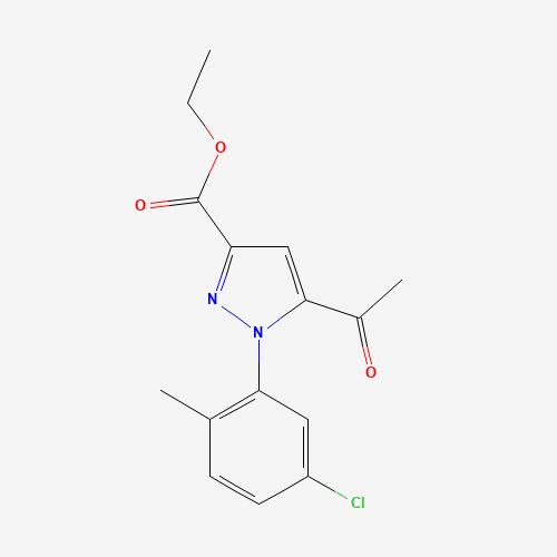 ethyl 5-acetyl-1-(5-chloro-2-methylphenyl)pyrazole-3-carboxylate (CAS: 1403333-33-4) - Chemical Structure and Molecular Formula 