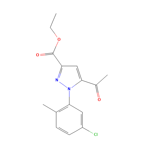 ethyl 5-acetyl-1-(5-chloro-2-methylphenyl)pyrazole-3-carboxylate (CAS: 1403333-33-4) - Chemical Structure and Molecular Formula 