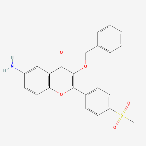 6-amino-2-(4-methylsulfonylphenyl)-3-phenylmethoxychromen-4-one (CAS: 1187016-43-8) - Chemical Structure and Molecular Formula 
