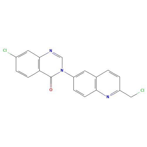 7-chloro-3-[2-(chloromethyl)quinolin-6-yl]quinazolin-4-one (CAS: 832102-32-6) - Chemical Structure and Molecular Formula 