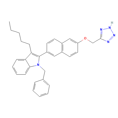 1-benzyl-3-pentyl-2-[6-(2H-tetrazol-5-ylmethoxy)naphthalen-2-yl]indole (CAS: 481631-45-2) - Related Chemical Product