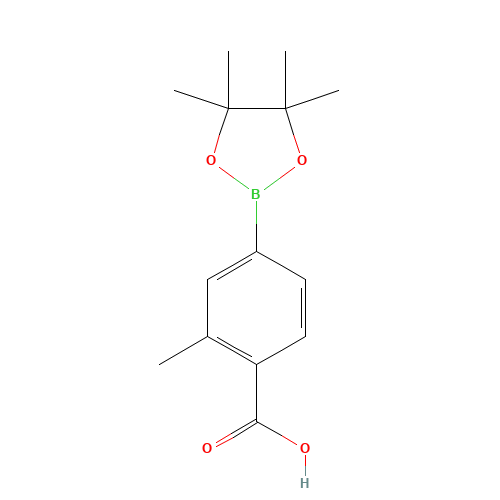 2-methyl-4-(4,4,5,5-tetramethyl-1,3,2-dioxaborolan-2-yl)benzoic acid (CAS: 890839-22-2) - Chemical Structure and Molecular Formula 