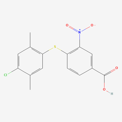 4-(4-chloro-2,5-dimethylphenyl)sulfanyl-3-nitrobenzoic acid (CAS: 652967-64-1) - Chemical Structure and Molecular Formula 