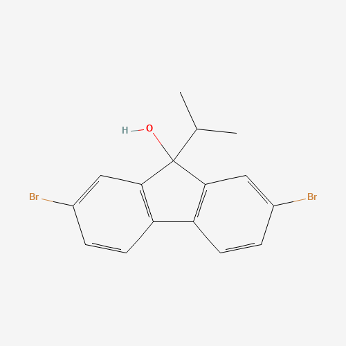 2,7-dibromo-9-propan-2-ylfluoren-9-ol (CAS: 1616114-09-0) - Chemical Structure and Molecular Formula 