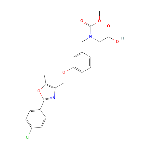 2-[[3-[[2-(4-chlorophenyl)-5-methyl-1,3-oxazol-4-yl]methoxy]phenyl]methyl-methoxycarbonylamino]acetic acid (CAS: 1000998-59-3) - Related Chemical Product