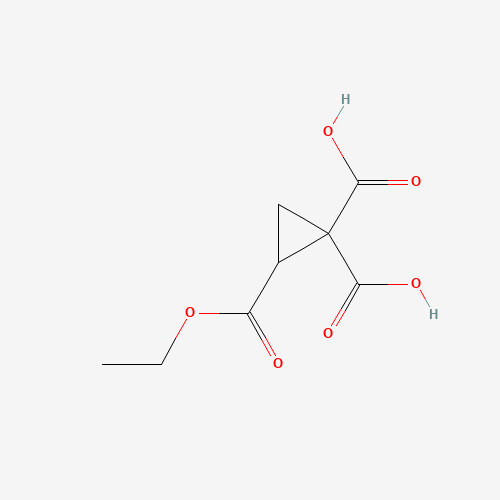 2-ethoxycarbonylcyclopropane-1,1-dicarboxylic acid (CAS: 1407833-17-3) - Chemical Structure and Molecular Formula 