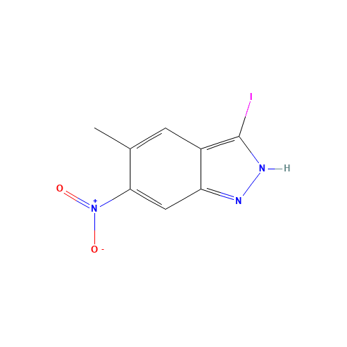 3-iodo-5-methyl-6-nitro-2H-indazole (CAS: 586330-45-2) - Chemical Structure and Molecular Formula 