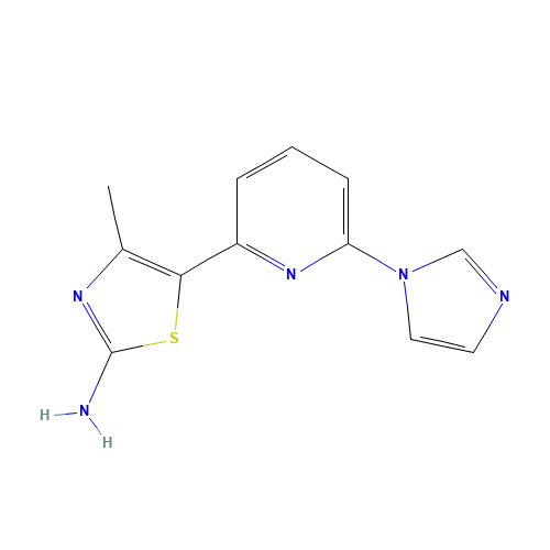 5-(6-imidazol-1-ylpyridin-2-yl)-4-methyl-1,3-thiazol-2-amine (CAS: 1163706-75-9) - Chemical Structure and Molecular Formula 