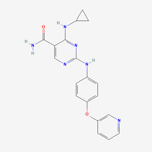 4-(cyclopropylamino)-2-(4-pyridin-3-yloxyanilino)pyrimidine-5-carboxamide (CAS: 1198302-60-1) - Chemical Structure and Molecular Formula 