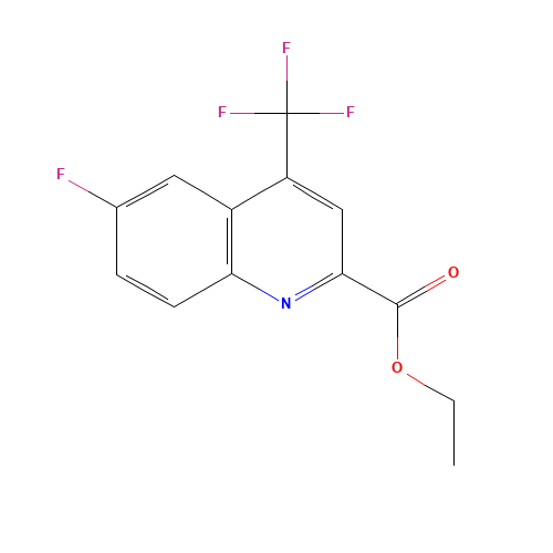 ethyl 6-fluoro-4-(trifluoromethyl)quinoline-2-carboxylate (CAS: 1116339-58-2) - Chemical Structure and Molecular Formula 
