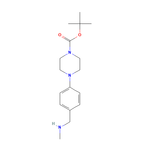 tert-butyl 4-[4-(methylaminomethyl)phenyl]piperazine-1-carboxylate (CAS: 681508-91-8) - Chemical Structure and Molecular Formula 