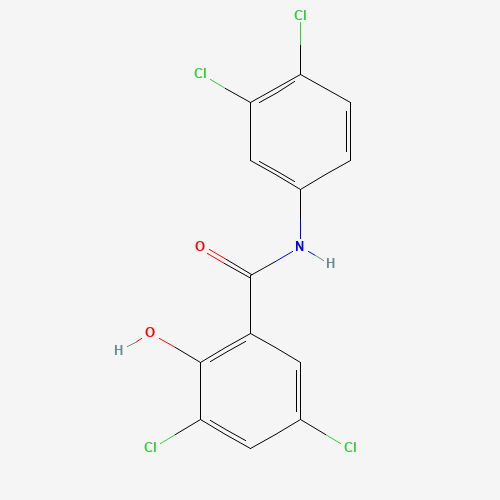 3,5-dichloro-N-(3,4-dichlorophenyl)-2-hydroxybenzamide (CAS: 1154-59-2) - Chemical Structure and Molecular Formula 