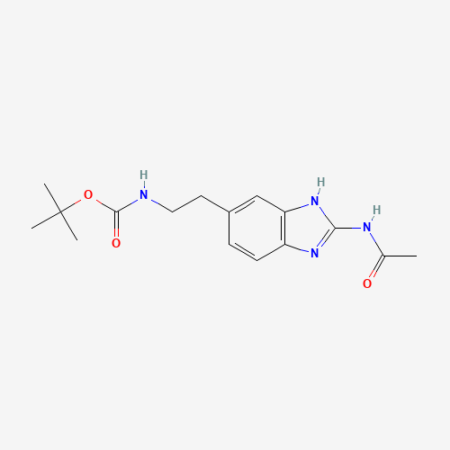 tert-butyl N-[2-(2-acetamido-3H-benzimidazol-5-yl)ethyl]carbamate (CAS: 1207273-19-5) - Chemical Structure and Molecular Formula 