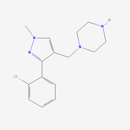 1-[[3-(2-chlorophenyl)-1-methylpyrazol-4-yl]methyl]piperazine (CAS: 1460034-08-5) - Chemical Structure and Molecular Formula 