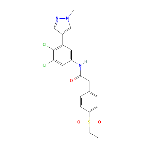 N-[3,4-dichloro-5-(1-methylpyrazol-4-yl)phenyl]-2-(4-ethylsulfonylphenyl)acetamide (CAS: 1426804-21-8) - Related Chemical Product