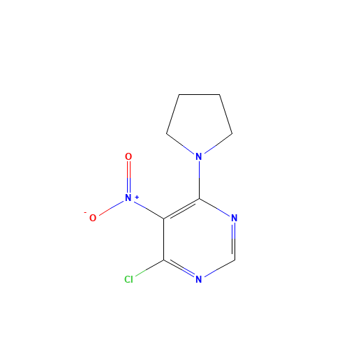 4-chloro-5-nitro-6-pyrrolidin-1-ylpyrimidine (CAS: 25710-26-3) - Chemical Structure and Molecular Formula 