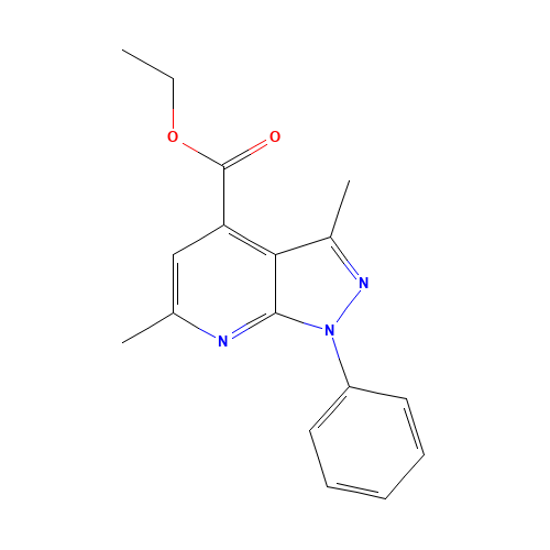 ethyl 3,6-dimethyl-1-phenylpyrazolo[3,4-b]pyridine-4-carboxylate (CAS: 1228095-78-0) - Chemical Structure and Molecular Formula 