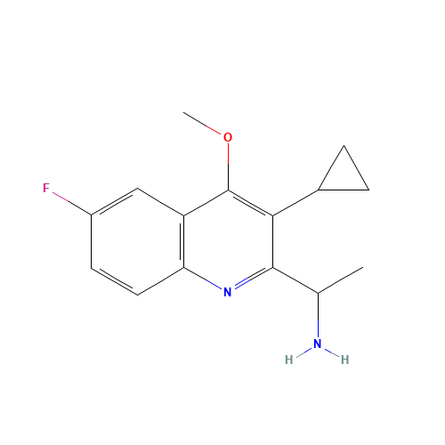 1-(3-cyclopropyl-6-fluoro-4-methoxyquinolin-2-yl)ethanamine (CAS: 1353867-28-3) - Chemical Structure and Molecular Formula 