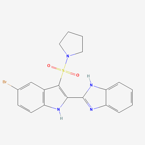2-(5-bromo-3-pyrrolidin-1-ylsulfonyl-1H-indol-2-yl)-1H-benzimidazole (CAS: 918142-38-8) - Related Chemical Product