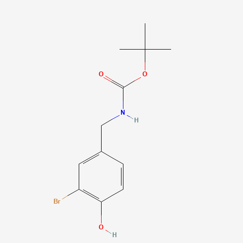 tert-butyl N-[(3-bromo-4-hydroxyphenyl)methyl]carbamate (CAS: 1313042-26-0) - Chemical Structure and Molecular Formula 