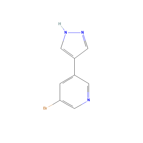 3-bromo-5-(1H-pyrazol-4-yl)pyridine (CAS: 1086066-04-7) - Chemical Structure and Molecular Formula 