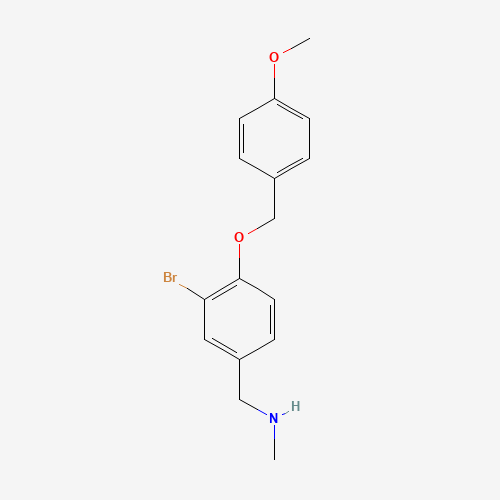 1-[3-bromo-4-[(4-methoxyphenyl)methoxy]phenyl]-N-methylmethanamine (CAS: 1242846-76-9) - Chemical Structure and Molecular Formula 