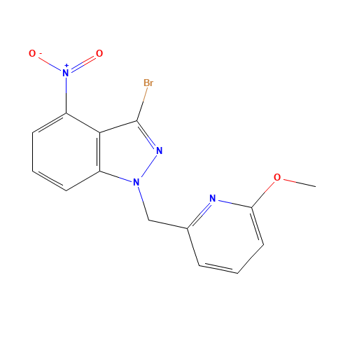 3-bromo-1-[(6-methoxypyridin-2-yl)methyl]-4-nitroindazole (CAS: 1383474-98-3) - Chemical Structure and Molecular Formula 