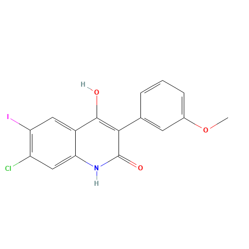 7-chloro-4-hydroxy-6-iodo-3-(3-methoxyphenyl)-1H-quinolin-2-one (CAS: 1398339-37-1) - Chemical Structure and Molecular Formula 
