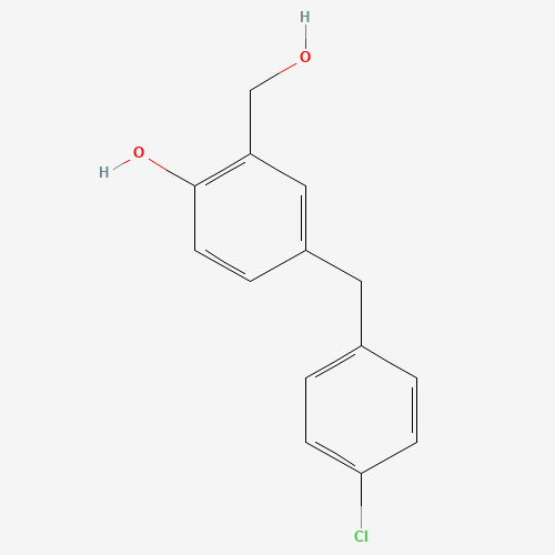 4-[(4-chlorophenyl)methyl]-2-(hydroxymethyl)phenol (CAS: 91512-27-5) - Chemical Structure and Molecular Formula 