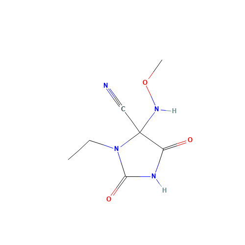 3-ethyl-4-(methoxyamino)-2,5-dioxoimidazolidine-4-carbonitrile (CAS: 644972-55-4) - Chemical Structure and Molecular Formula 
